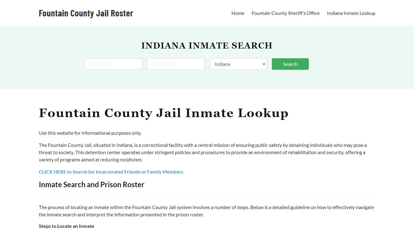 Fountain County Jail Roster Lookup, IN, Inmate Search