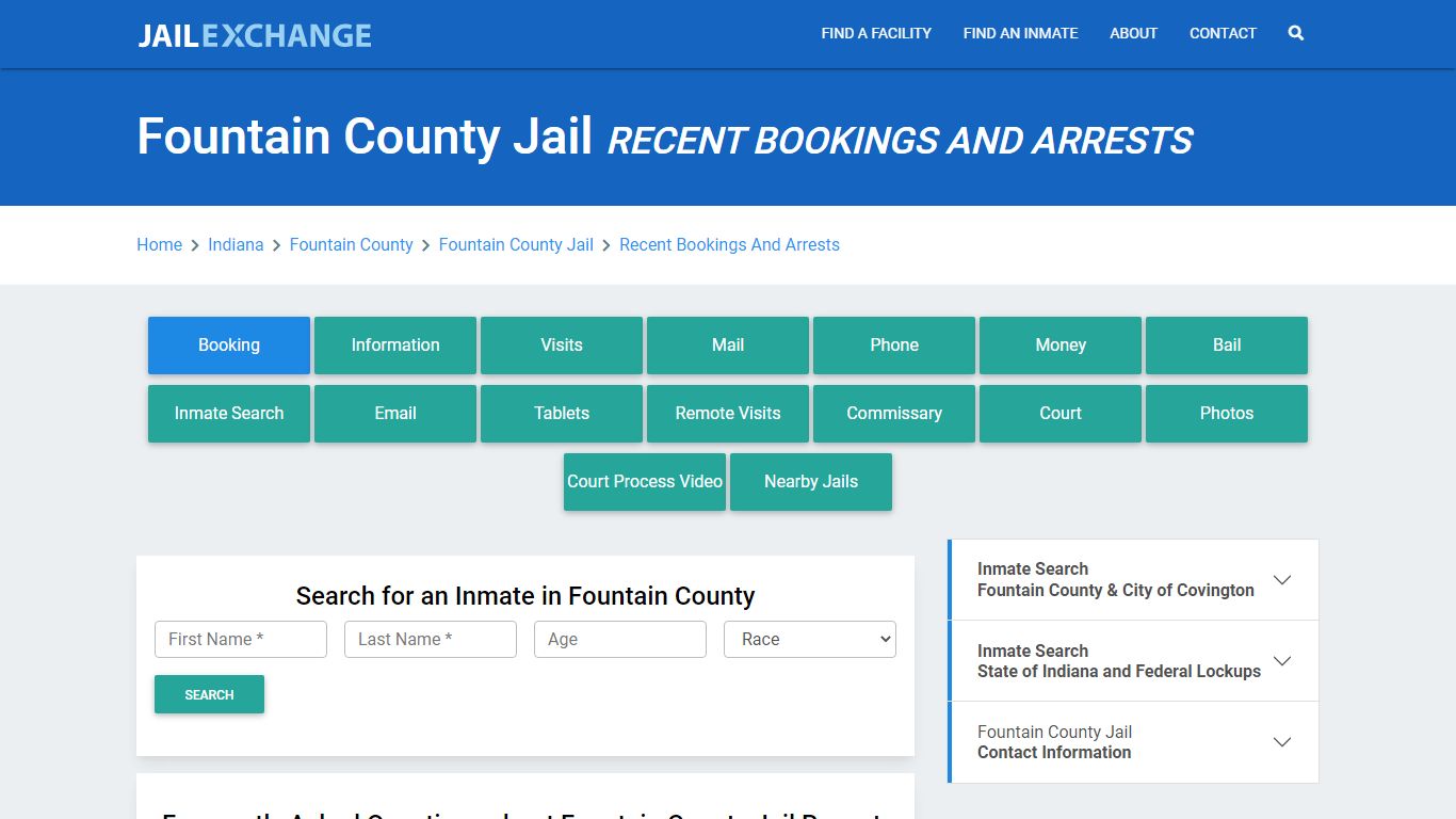 Fountain County Jail Recent Bookings And Arrests - Jail Exchange